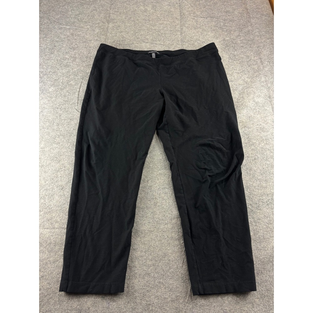 Eileen Fisher Black Stretch Jersey Ankle Pants Pull On Straight Leg Plus XL SEE